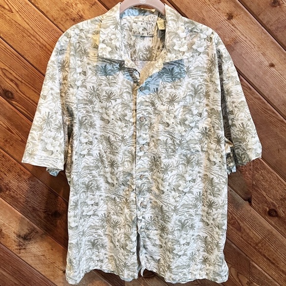 Batik Bay men’s palm tree floral short sleeve button down casual cotton top - Picture 1 of 8